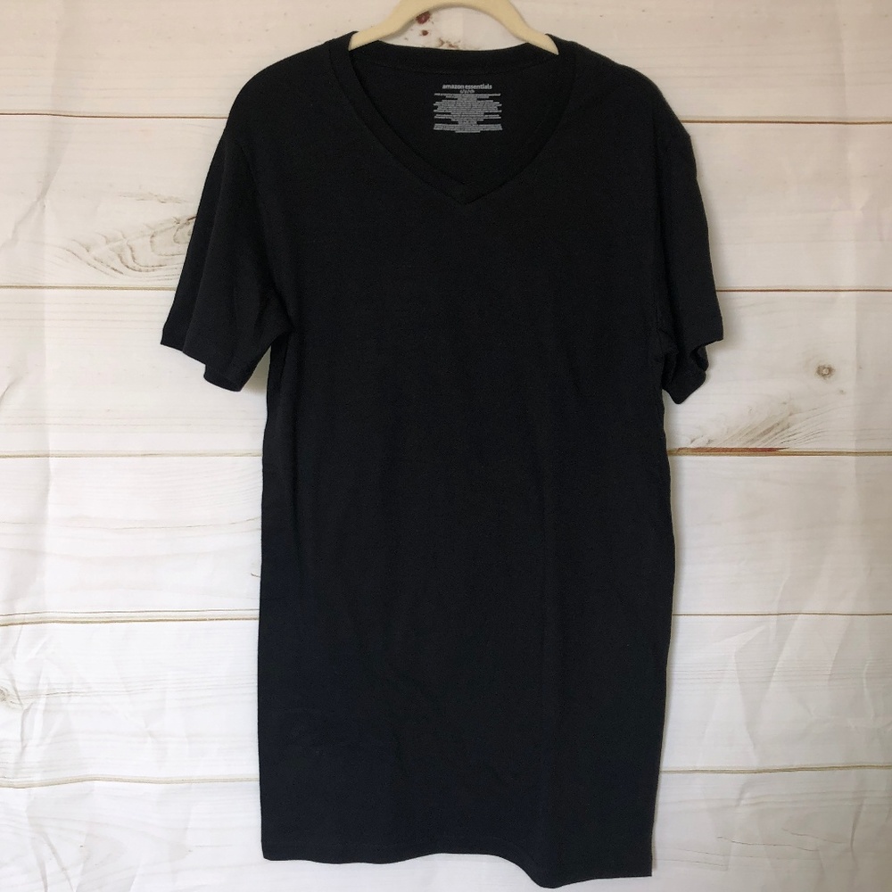 Essentials Black V-Neck T-Shirts 6 Pack- Black - Picture 2 of 4